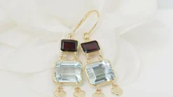 Boucles d'oreilles Aigue-marine Grenat