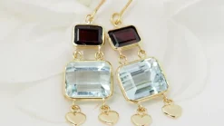 Boucles d'oreilles Aigue-marine Grenat