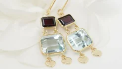 Boucles d'oreilles Aigue-marine Grenat