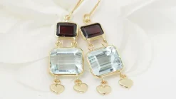 Boucles d'oreilles Aigue-marine Grenat