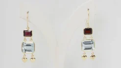 Boucles d'oreilles Aigue-marine Grenat