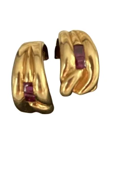 Boucles d'Oreilles Aldebert Or Jaune Rubis