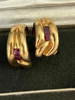 Boucles d'Oreilles Aldebert Or Jaune Rubis