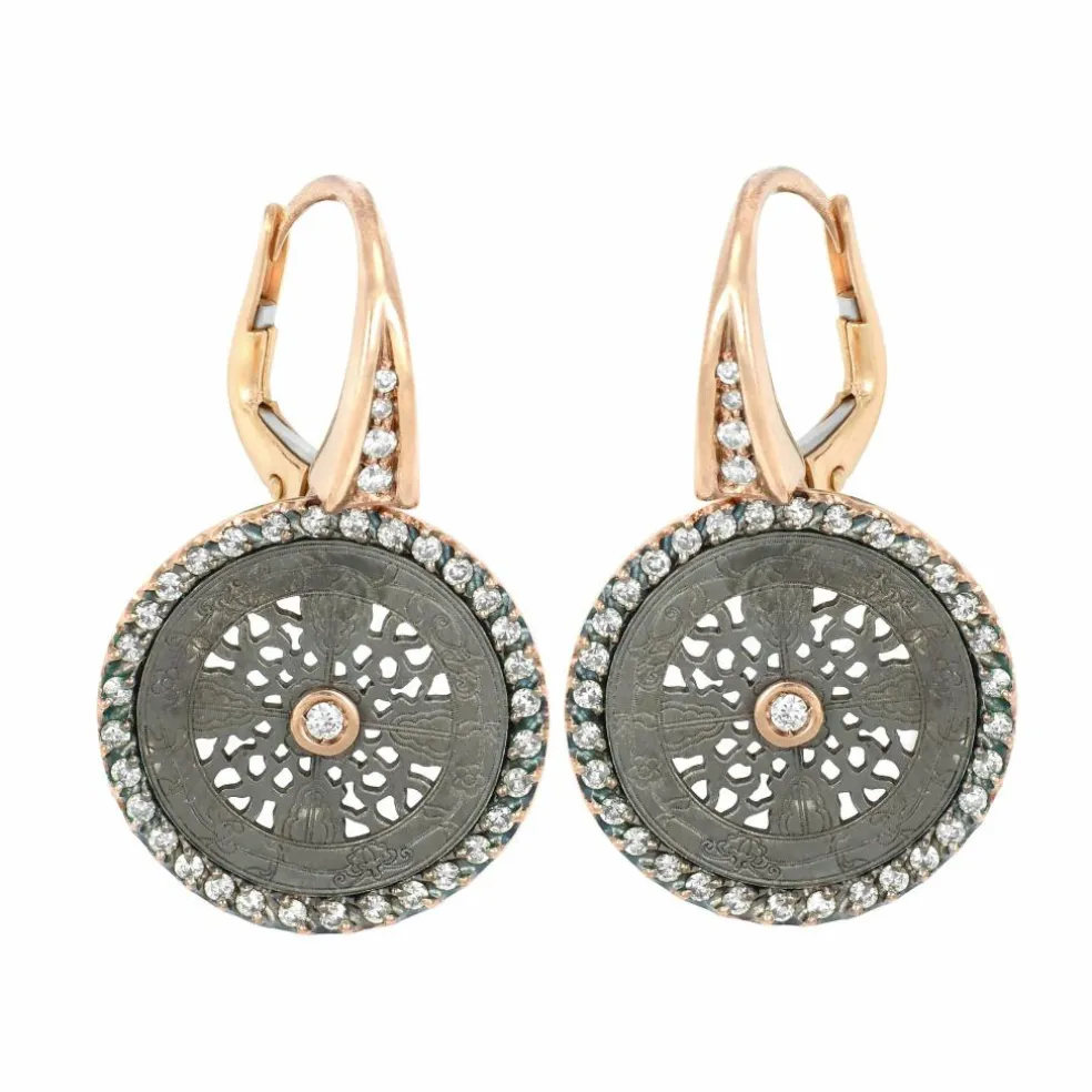 Boucles d'oreilles Alesia Or rose Argent et Diamants