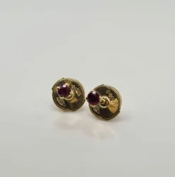 Boucles d'oreilles Alpa or jaune et rubis