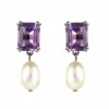 Boucles d'oreilles améthystes et perles