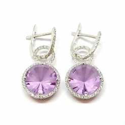Boucles d'oreilles améthystes diamants or blanc