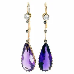 Boucles d'oreilles améthystes, diamants