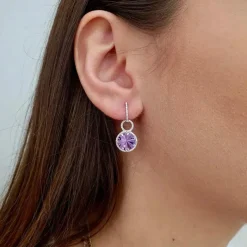 Boucles d'oreilles améthystes diamants or blanc