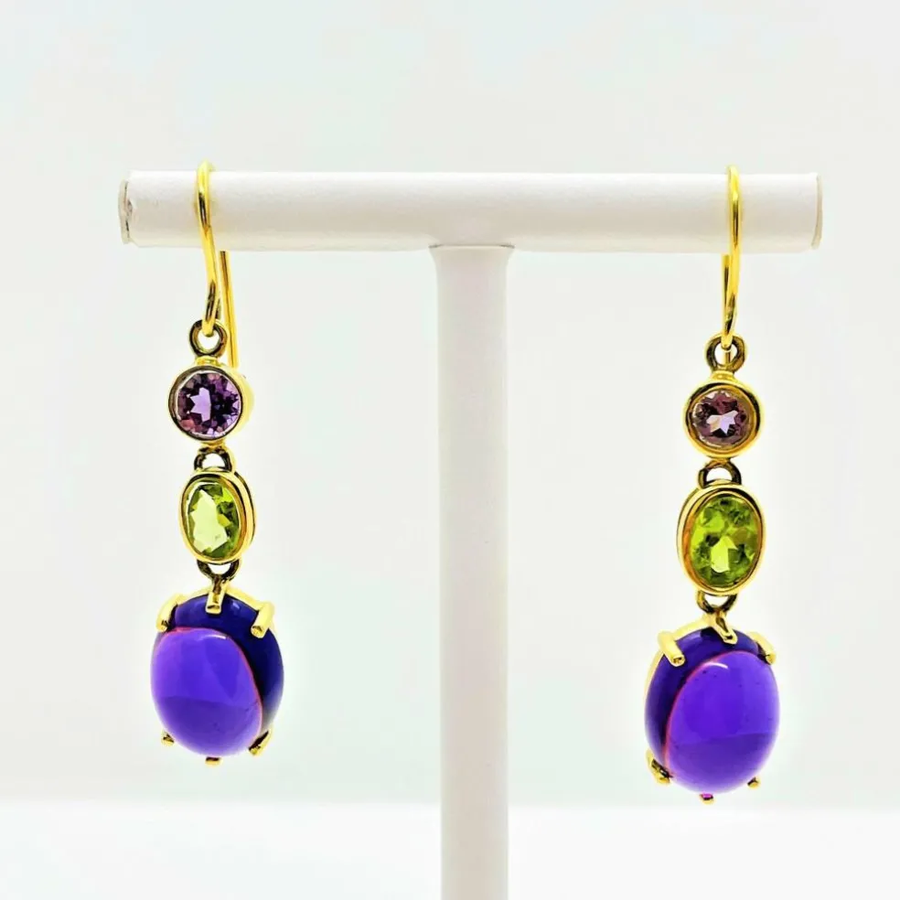 Boucles d'Oreilles Améthyste et Péridot