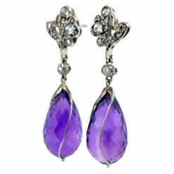 Boucles d'oreilles améthyste, diamant