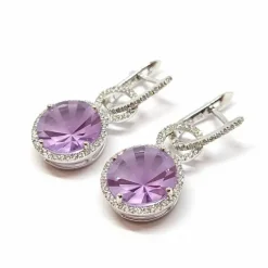 Boucles d'oreilles améthystes diamants or blanc