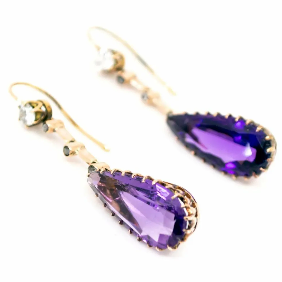 Boucles d'oreilles améthystes, diamants