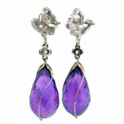 Boucles d'oreilles améthyste, diamant