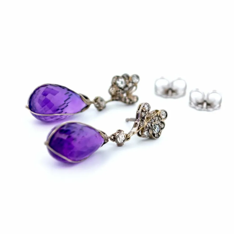 Boucles d'oreilles améthyste, diamant