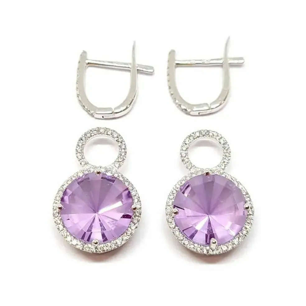 Boucles d'oreilles améthystes diamants or blanc