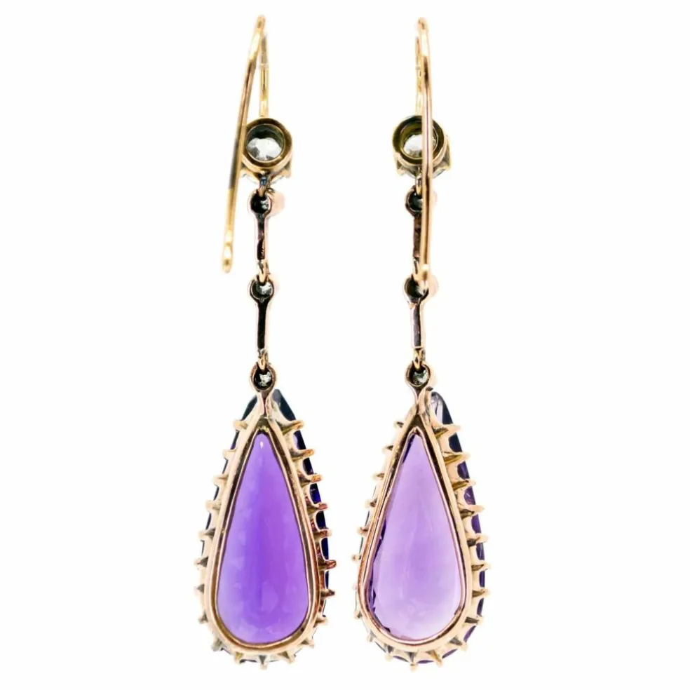 Boucles d'oreilles améthystes, diamants