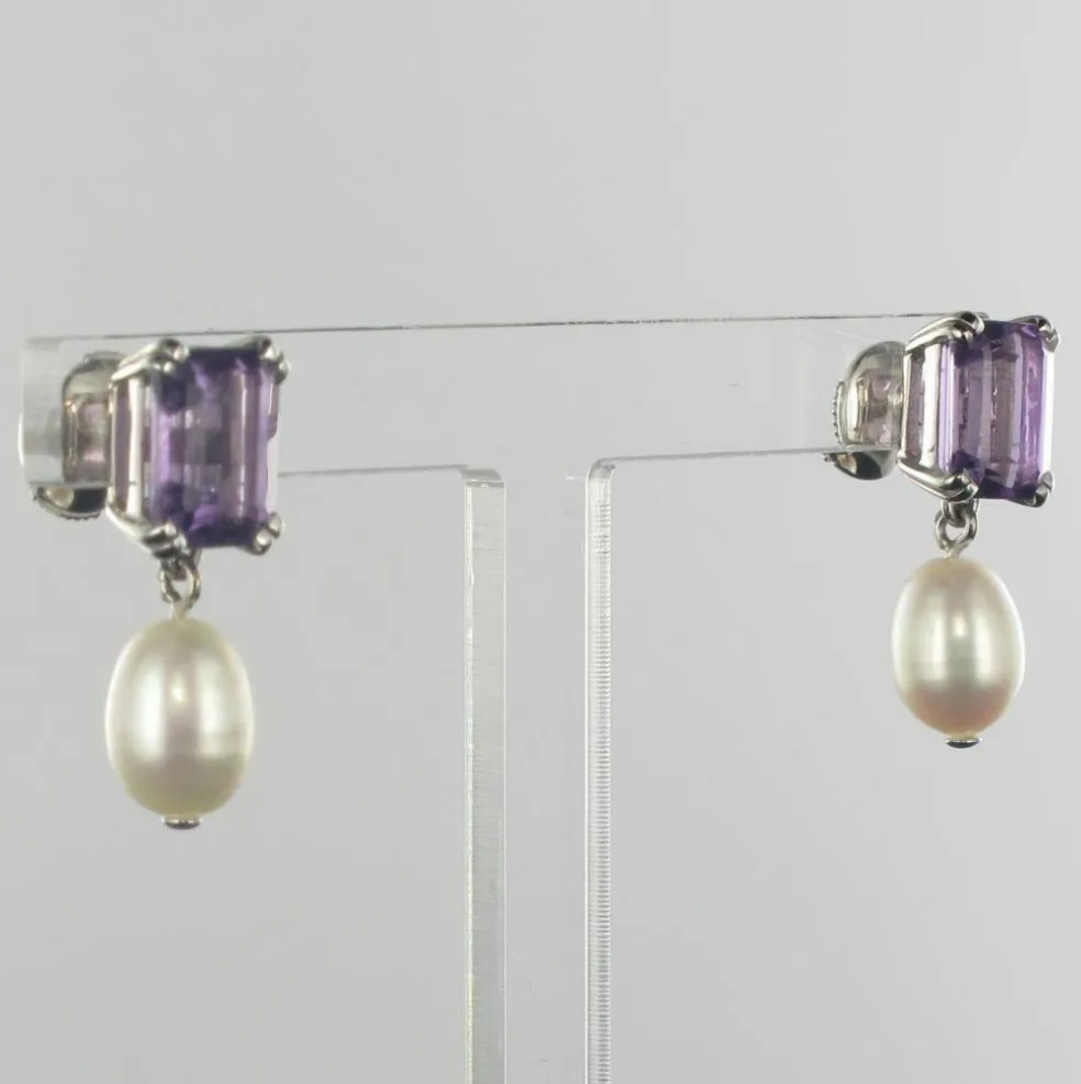 Boucles d'oreilles améthystes et perles