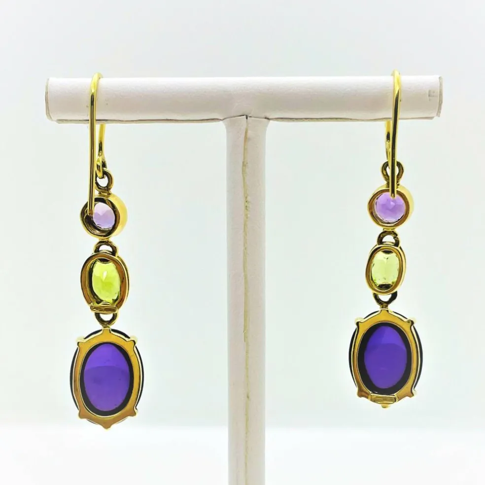 Boucles d'Oreilles Améthyste et Péridot