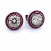 Boucles d'oreilles anciennes en or blanc, diamants et rubis