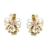 Boucles d'oreilles anciennes vintage nœud or et diamants
