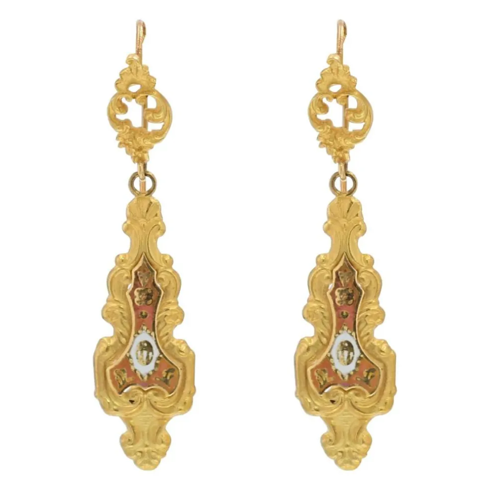 Boucles d'oreilles anciennes émaillées