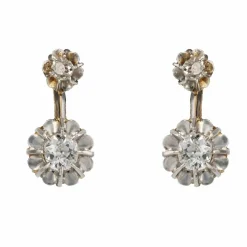 Boucles d'oreilles anciennes diamants trembleuses