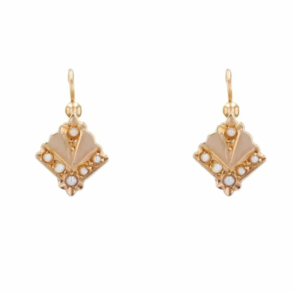 Boucles d'oreilles anciennes dormeuses perles fines