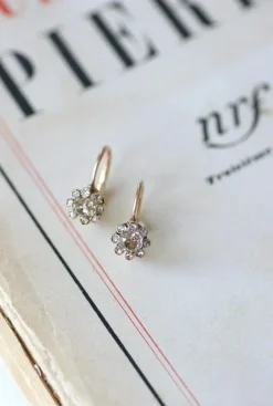 Boucles d'oreilles anciennes diamants 1,00 Ct