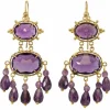 Boucles d'oreilles anciennes en or et améthyste