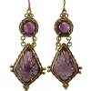 Boucles d'oreilles anciennes en or et améthyste