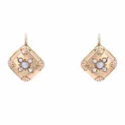Boucles d'oreilles anciennes or rose perles