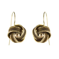 Boucles d'oreilles anciennes noeuds d'or et de cheveux