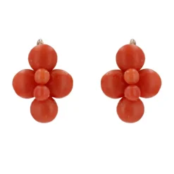 Boucles d'oreilles anciennes perles de corail