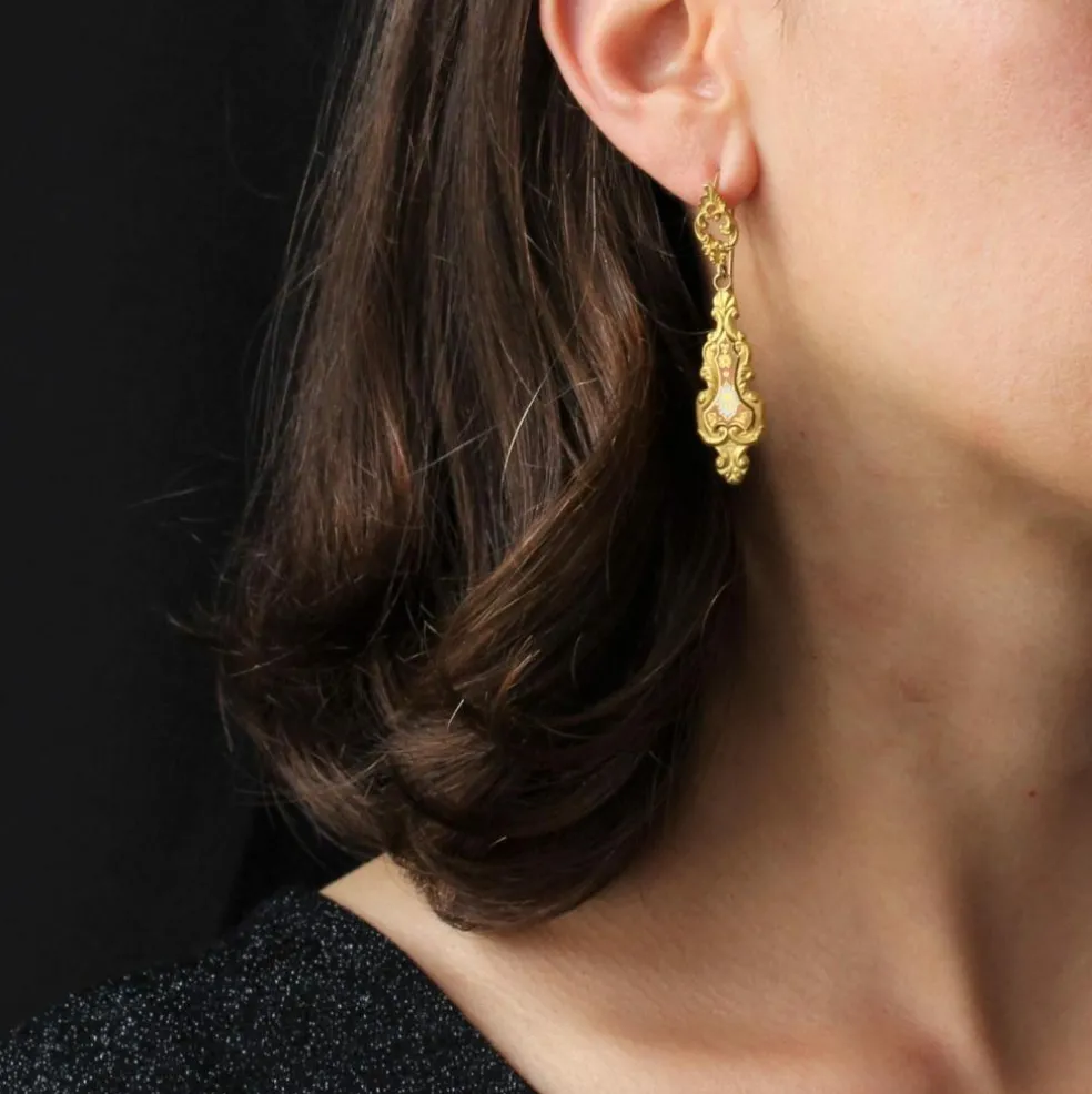 Boucles d'oreilles anciennes émaillées