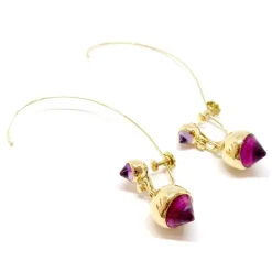 Boucles d'oreilles anciennes or jaune améthystes