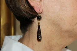 Boucles d'oreilles anciennes en or piqué écaille de tortue