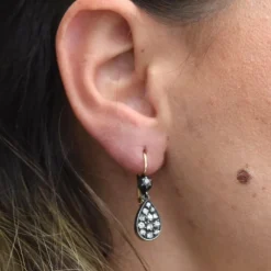 BOUCLES D'OREILLES ANCIENNES EN OR ET ARGENT - ÉPOQUE VICTORIENNE