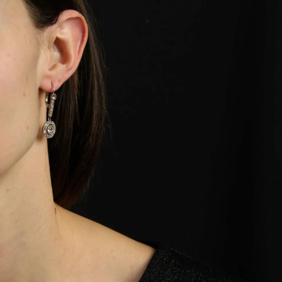 Boucles d'oreilles anciennes diamants taillés en rose