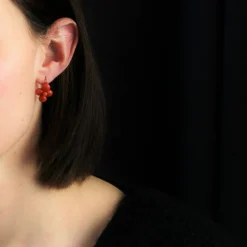 Boucles d'oreilles anciennes perles de corail