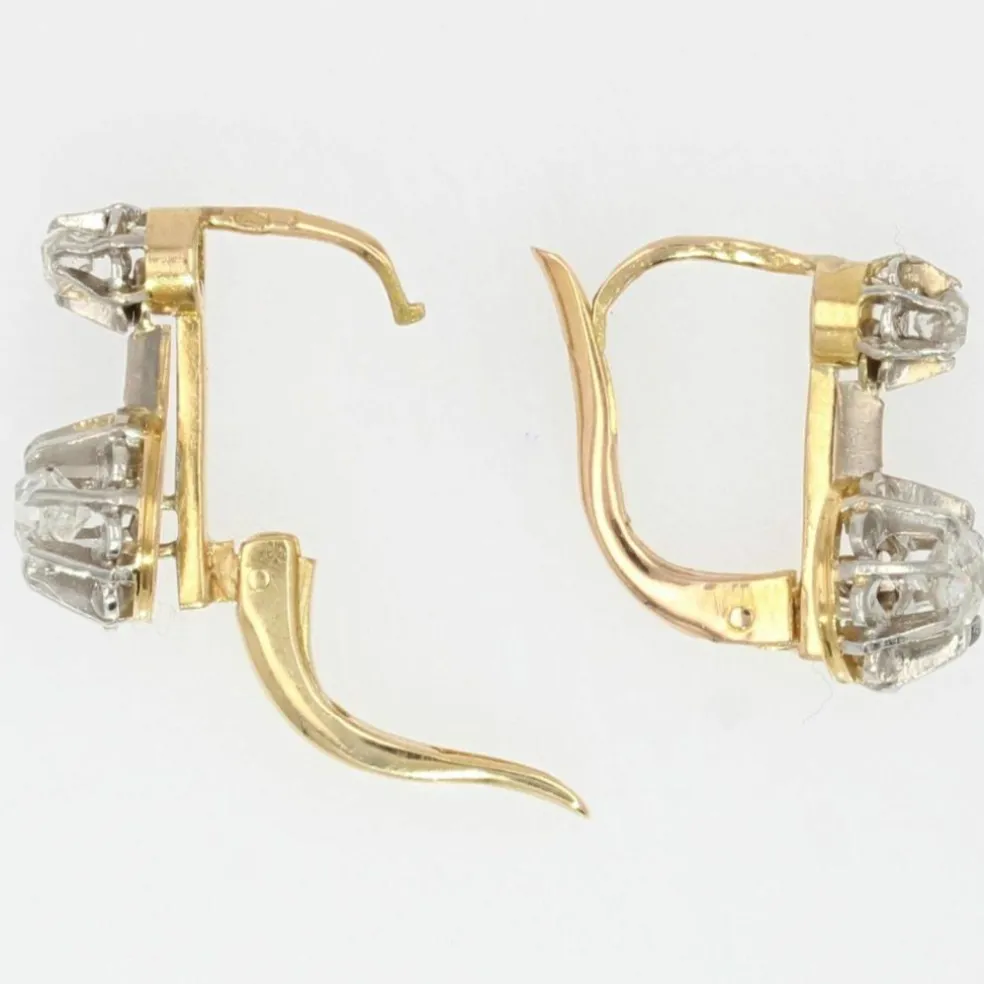 Boucles d'oreilles anciennes diamants trembleuses