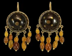 Boucles d'oreilles anciennes en or piqué écaille de tortue