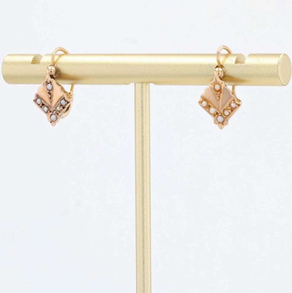 Boucles d'oreilles anciennes dormeuses perles fines