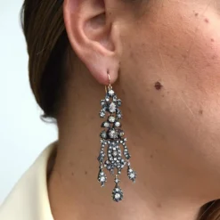 BOUCLES D'OREILLES ANCIENNES - OR ROSE ET ARGENT - ÉPOQUE VICTORIENNE