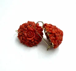 Boucles d'oreilles anciennes en corail sicilien