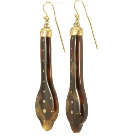 Boucles d'oreilles anciennes en or piqué écaille de tortue