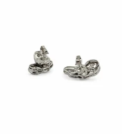 Boucles d’oreilles ancienne en or blanc, argent et platine