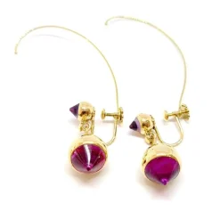 Boucles d'oreilles anciennes or jaune améthystes