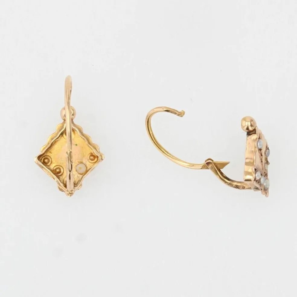 Boucles d'oreilles anciennes dormeuses perles fines