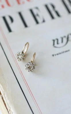 Boucles d'oreilles anciennes diamants 1,00 Ct